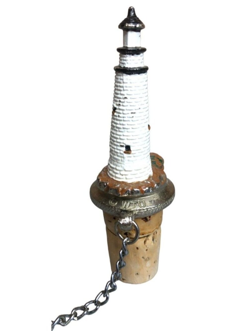 WTU Lighthouse Bottle Stopper Wine Liquor with Chain 3.75" Vintage Nautical Deco - Picture 6 of 10